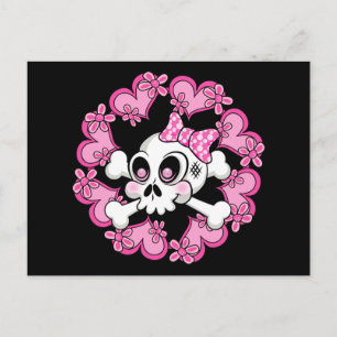 Cute Skull och Hjärter Vykort