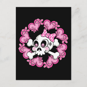 Cute Skull och Hjärter Vykort