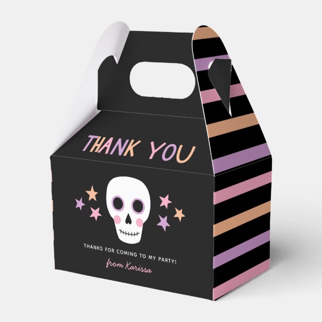 Cute Skull Pastel Rand Halloween Birthday Namn Presentaskar (Framsidan Sidan)