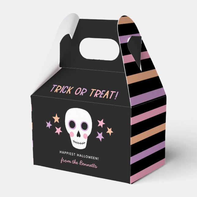 Cute Skull Pastel Rand Halloween Trick Treat Fa Presentaskar (Framsidan Sidan)