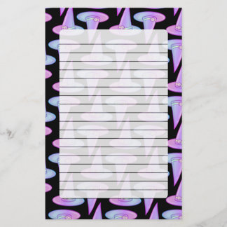Cute Skull Witch Hat Lila Blue Teckning Mönster Brevpapper