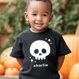Cute skull with stars and name kids Halloween T Shirt