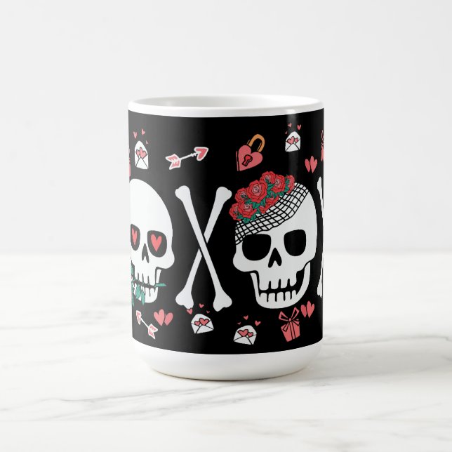 Cute Skully Valloween Valentine XOXO Kaffemugg (Center)