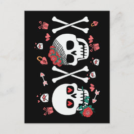 Cute Skully Valloween Valentine XOXO Vykort