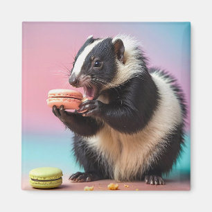Cute Skunk-ätande färgade makaroner Magnet