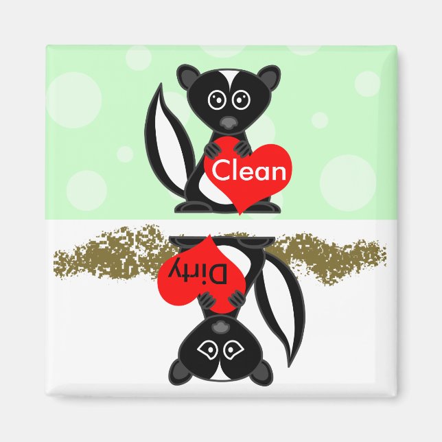 Cute Skunk Clean / Dirty Dishwasher Magnet (Framsidan)
