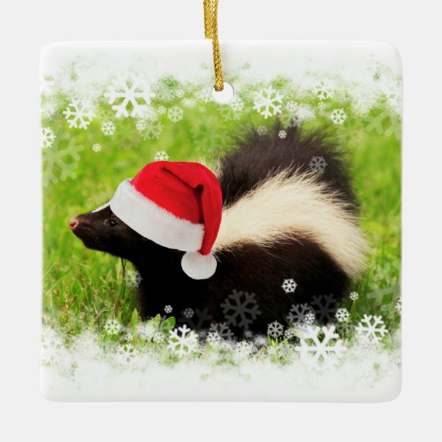 Cute Skunk-Helgdag Julgransprydnad Keramik (Framsida)