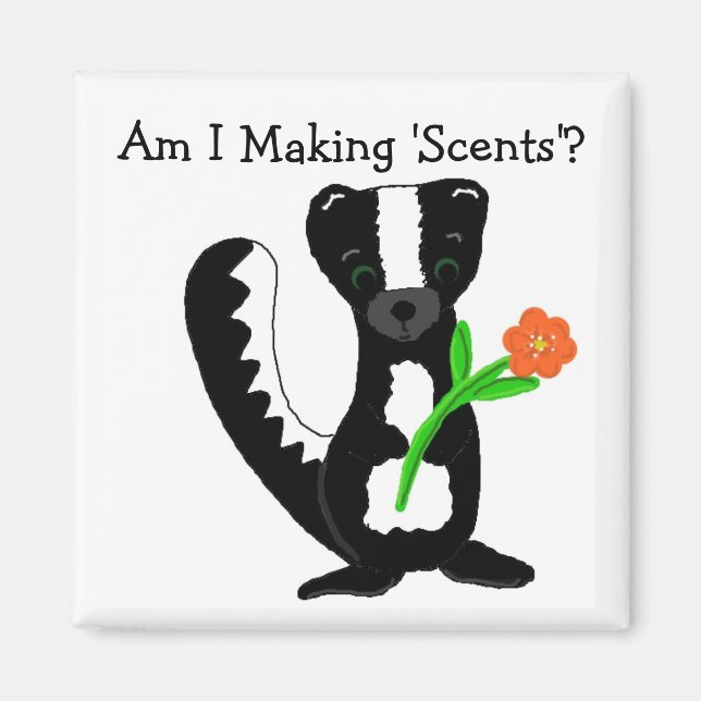 Cute Skunk med hälsning Magnet (Framsidan)