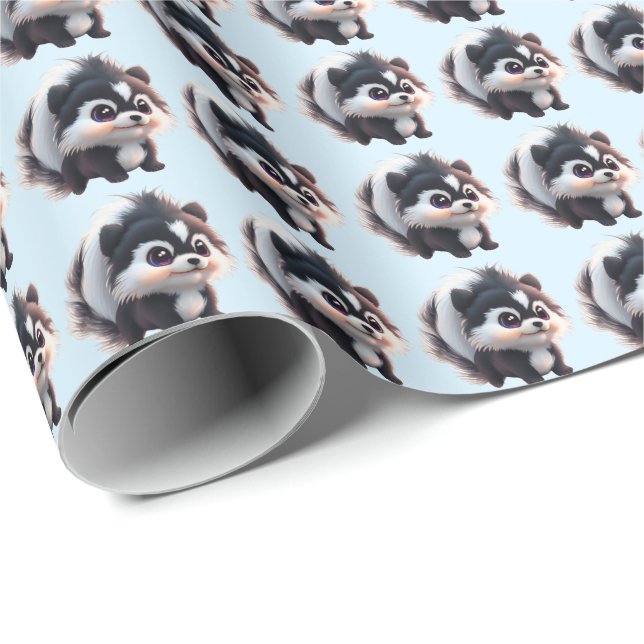 Cute skunk woodland animals forest friends  presentpapper (Rullad Hörn)