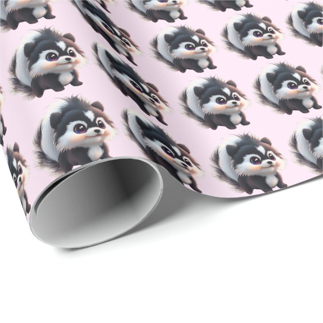 Cute skunk woodland animals forest friends  presentpapper (Rullad Hörn)