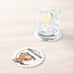 Cute slarts-kaffet Tea anpassningsbar Shop namn Underlägg Papper