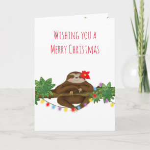 Cute slarv med poinsettia julkort kort