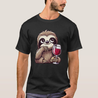 Cute slarva som dricker röd vin lustig tecknad t shirt