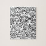Cute Slavic PeopleArt Kapting Dolls Family Colorin Pussel<br><div class="desc">Söt kapslingsdockor gör familjen svart och vit Slavic folkkonst avsedd för färgning.</div>
