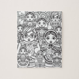 Cute Slavic PeopleArt Kapting Dolls Family Colorin Pussel