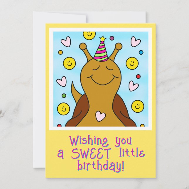 Cute Sleende Snigel Sweet Little Birthday Kort (Framsida)