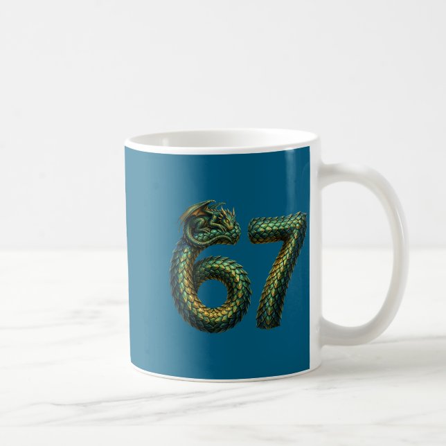 Cute Sleeng Dragon 67 Cool Six-seven Funny Six Sev Kaffemugg (Höger)