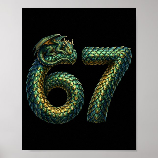 Cute Sleeng Dragon 67 Cool Six-seven Funny Six Sev Poster (Framsidan)