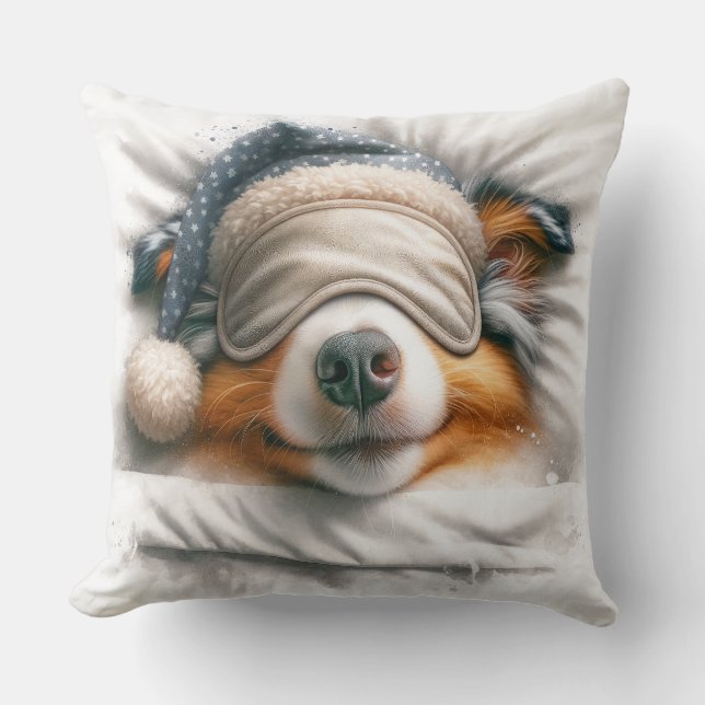 Cute Sleeping Australian shepherd Hund Kudde (Framsida)