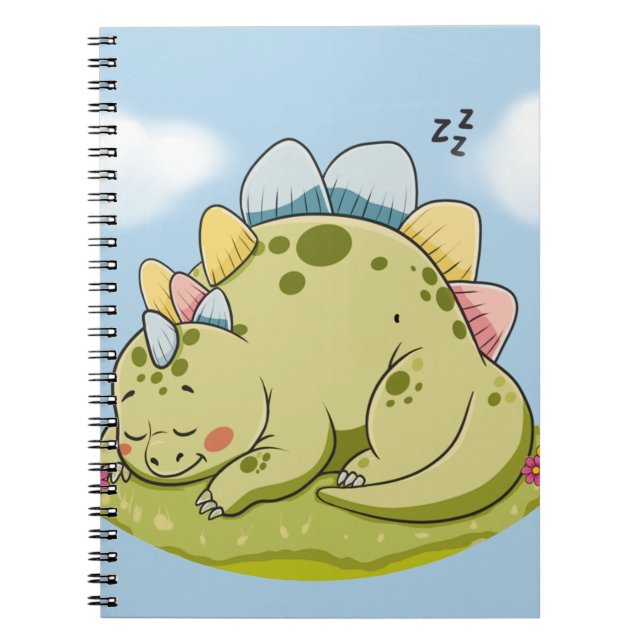 Cute Sleeping Baby Dinosaur Notebook Anteckningsbok (Framsidan)