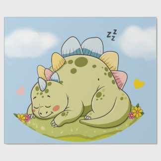 Cute Sleeping Baby Dinosaur Wrapping Paper Presentpapper