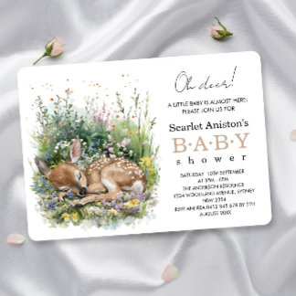Cute Sleeping Baby Doe Baby Shower Inbjudningar