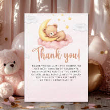 Cute Sleeping Bear Baby Shower Girl 