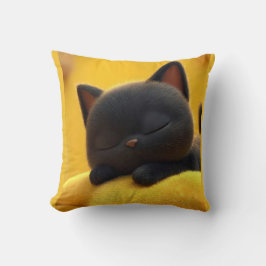 Cute Sleeping Black Cat Pillow Cozy Pet Lover Gift Kudde
