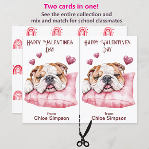 Cute Sleeping Bulldog Barn Valentine Party Card Vykort