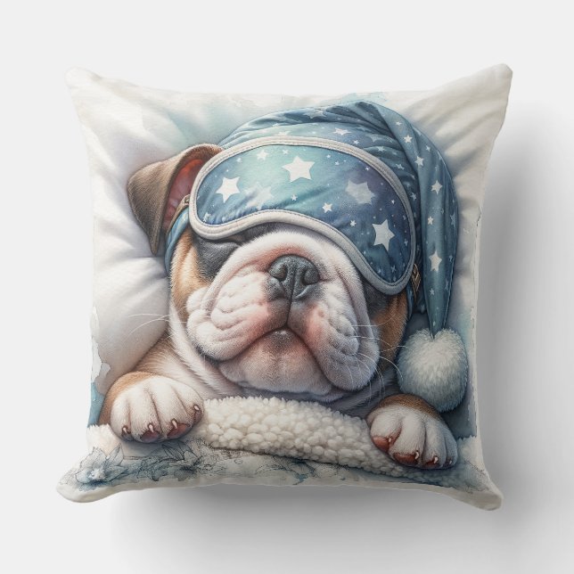 Cute Sleeping Bulldog-Hund Kudde (Framsida)