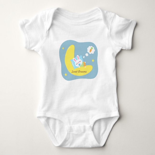 Cute Sleeping Bunny på Måne för Pojke Tee Shirt (Framsida)