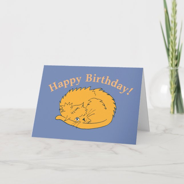 Cute Sleeping Cat Birday Kort (Framsida)