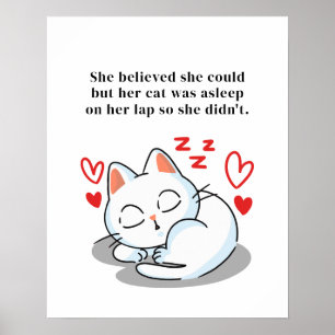 Cute Sleeping Cat Funny Citat Ord Poster