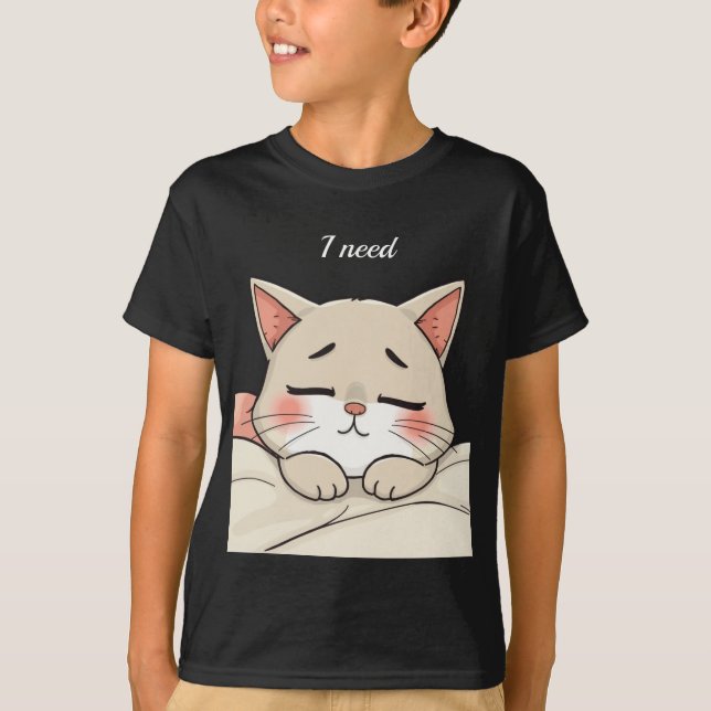 Cute Sleeping Cat I Need a Nap Kawaii Artwork T Shirt (Framsida)