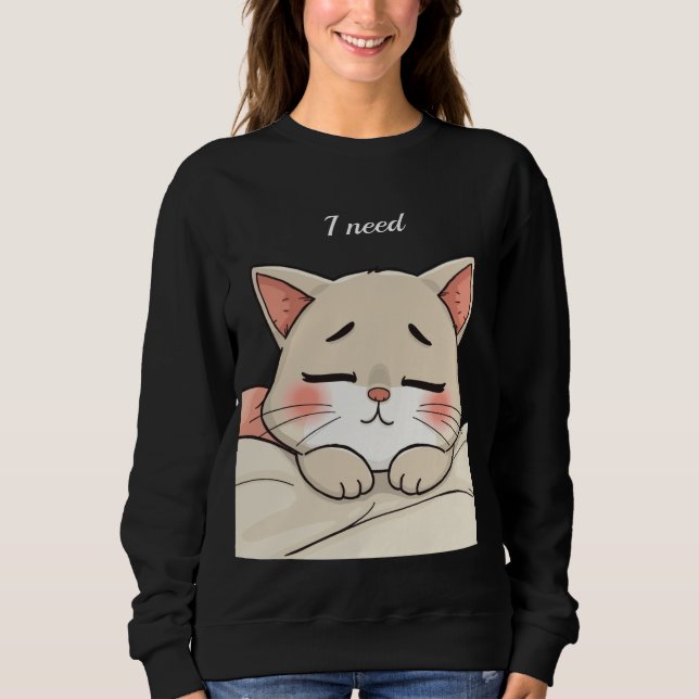 Cute Sleeping Cat I Need a Nap Kawaii Artwork T Shirt (Framsida)