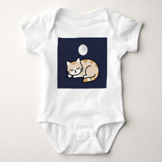 Cute Sleeping Cat Moon Baby Bodysuit  T Shirt