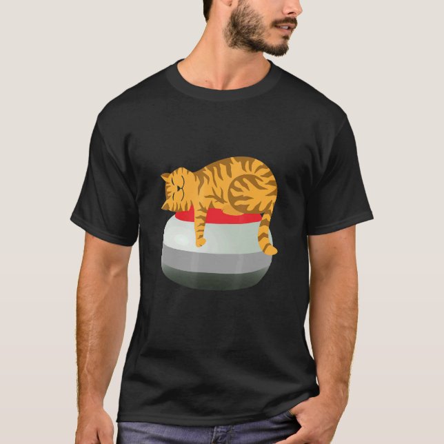 Cute Sleeping Cat Sitta på en Curling Stone Sport T Shirt (Framsida)