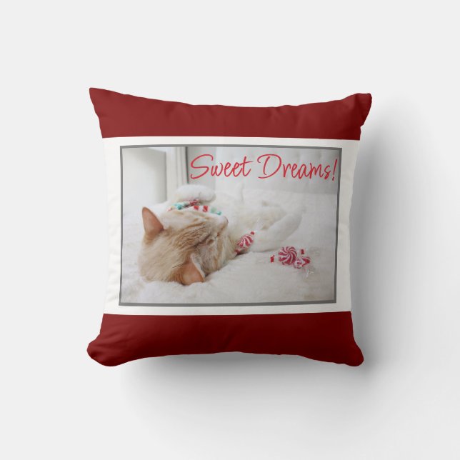 Cute Sleeping Cat - Sweet Dreams - Jul Kudde (Framsida)