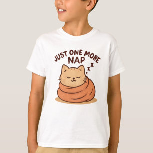 Cute Sleeping Cat Wrapped in Blanket Art T Shirt