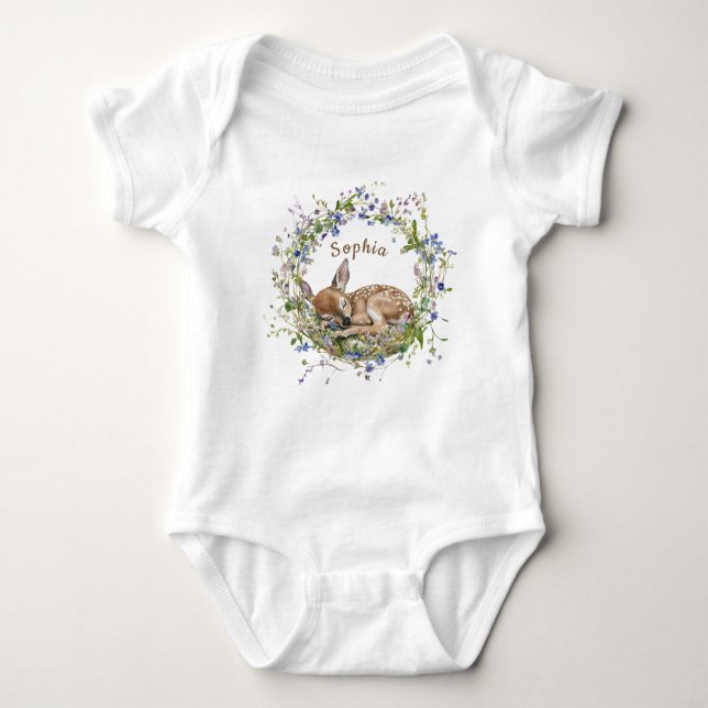 Cute Sleeping Doe Girl Baby Shower T Shirt (Framsida)