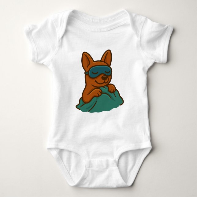 Cute Sleeping Dog Cartoon Baby Bodysuit T Shirt (Framsida)