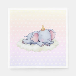 Cute Sleeping Elephant Baby Shower Paper Napkins Pappersservett