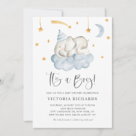 Cute Sleeping Elephant Det är en pojkvän-babyskor Inbjudningar