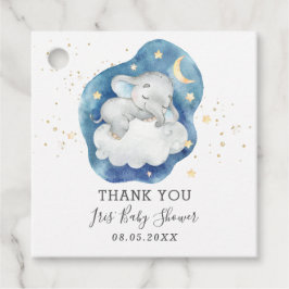 Cute Sleeping Elephant Stars Pojke Tack Gåvor Etiketter