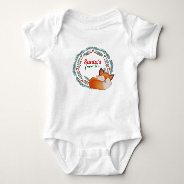 Cute Sleeping Fox Christmas T Shirt (Framsida)