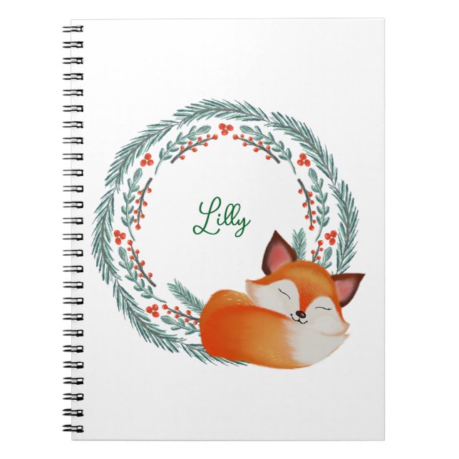 Cute Sleeping Fox Personalized  Anteckningsbok (Framsidan)
