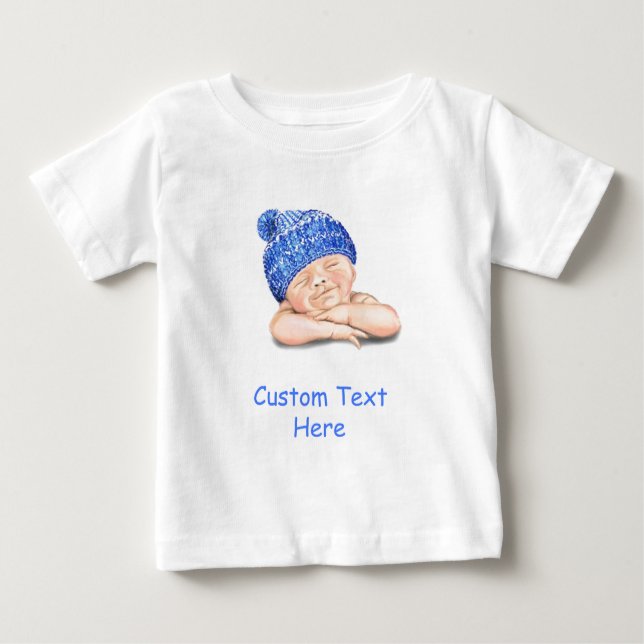 Cute Sleeping Funny Baby T-Shirt wuth Anpassningsb (Framsida)