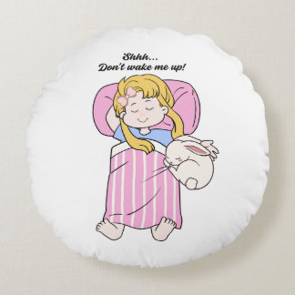 Cute Sleeping Girl Throw Pillow Rund Kudde
