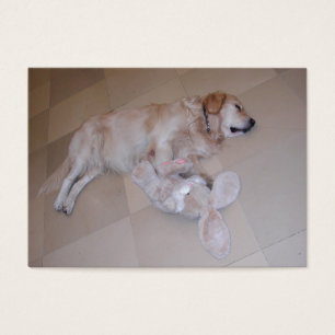 Cute Sleeping Golden Retriever med kanin Leksak Visitkort