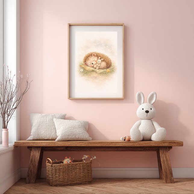Cute Sleeping Hedgehog Neutral Kids Room Poster (Skapare uppladdad)